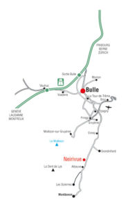 Plan d'accès depuis l'autoroute (canton de Fribourg)
